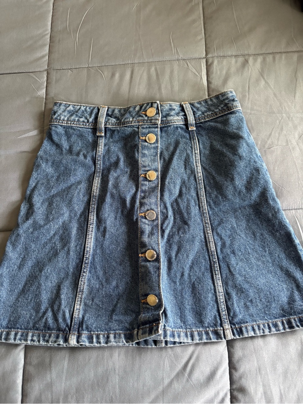 H&M Button-Front Denim A-Line Skirt - Blue